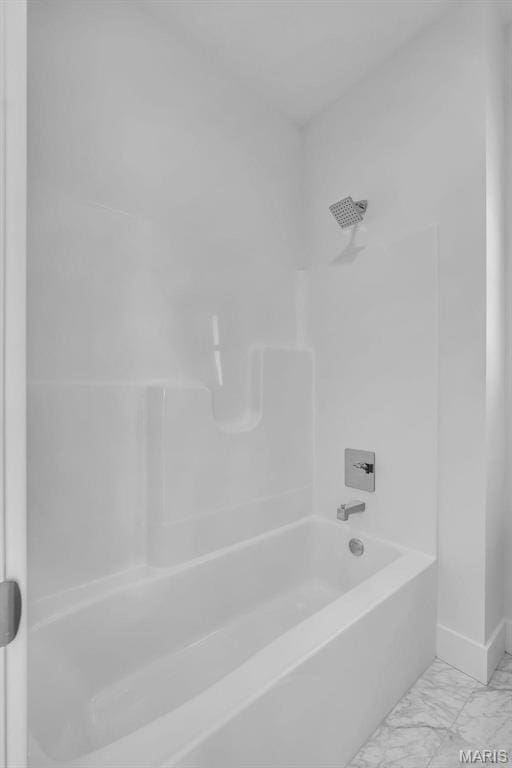600 Legacy Dr, Waterloo, IL 62298 - full bath with marble finish flooring, shower / washtub combination, and baseboards
