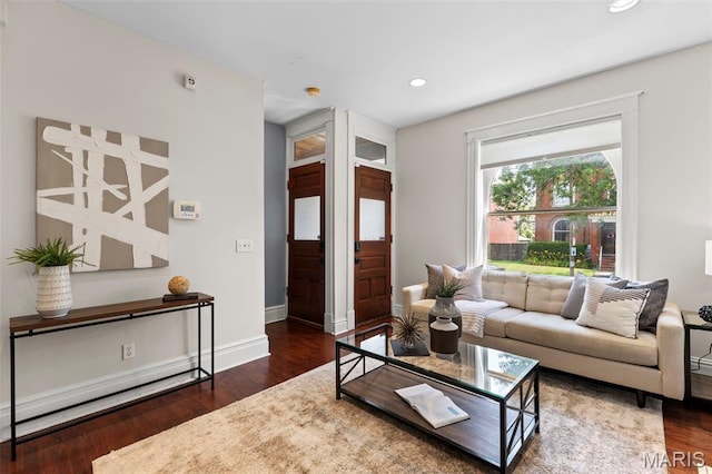 2811 Shenandoah Ave, Saint Louis, MO 63104 - living room featuring recessed lighting and wood finished floors