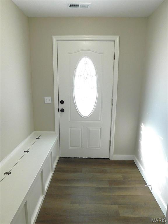 foyer featuring dark wood-style floors