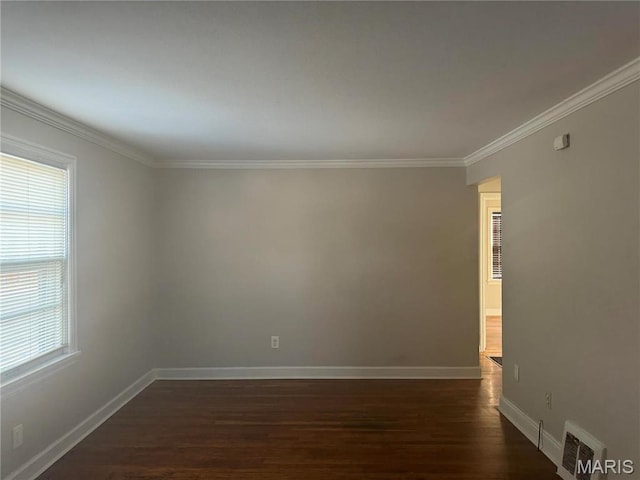 9100 Gedde Ave, Saint Louis, MO 63134 - spare room featuring crown molding, baseboards, and dark wood finished floors