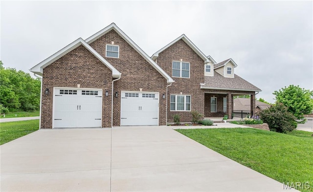 1201 Aster Ct, St James, MO 65559 - craftsman-style house featuring concrete driveway, a front yard, brick siding, and a porch