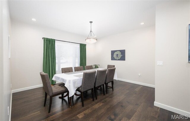 1201 Aster Ct, St James, MO 65559 - dining area with dark wood-style floors, baseboards, and recessed lighting