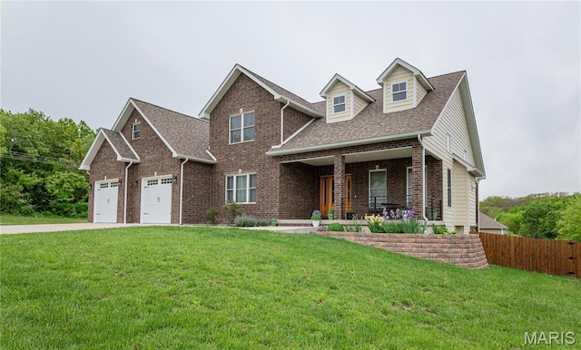 1201 Aster Ct, St James, MO 65559 - craftsman-style home featuring a porch, brick siding, roof with shingles, concrete driveway, and a garage
