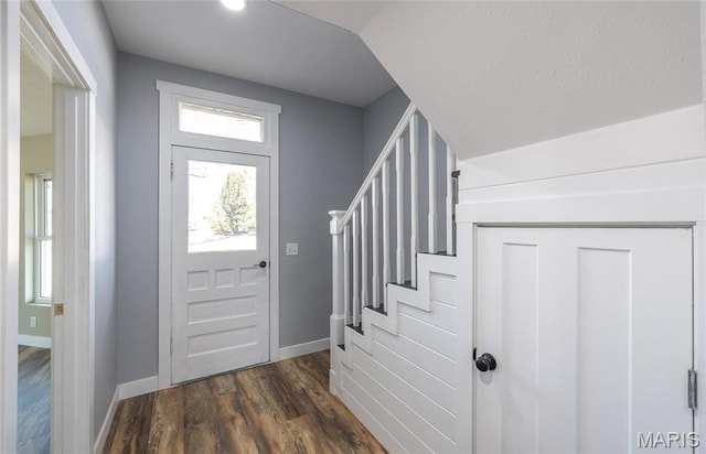 120 E Charles St, St James, MO 65559 - entryway with stairway and dark wood finished floors