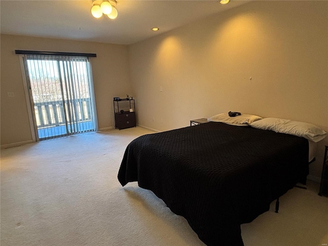 809 Cambridge Dr, Rolla, MO 65401 - bedroom featuring light colored carpet, access to outside, baseboards, and recessed lighting