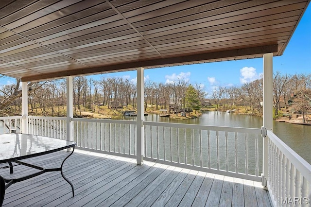 10949 Clearwater Ln, Plainview, IL 62685 - wooden terrace with a water view and view of wooded area