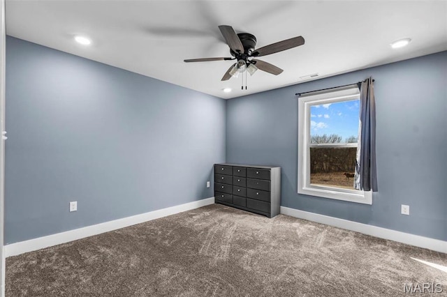 284 Ridge Rd, Oak Ridge, MO 63769 - unfurnished room featuring carpet, ceiling fan, baseboards, and recessed lighting