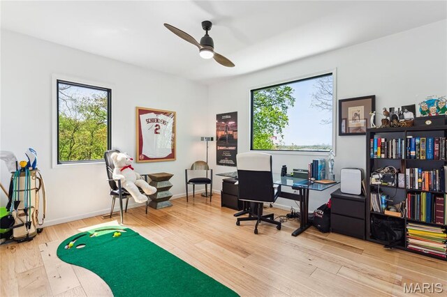 2510 N 89th St, Caseyville, IL 62232 - office with a ceiling fan, wood finished floors, and baseboards