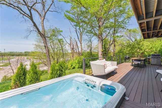 2510 N 89th St, Caseyville, IL 62232 - wooden deck featuring an outdoor hot tub and area for grilling