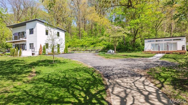 2510 N 89th St, Caseyville, IL 62232 - exterior space with a lawn, asphalt driveway, and a deck