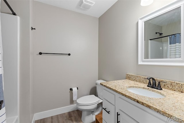 135 Mary Catherine, Waynesville, MO 65583 - full bathroom featuring vanity, wood finished floors, and a shower with curtain