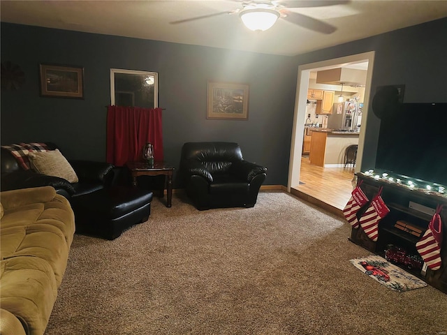 128 Pine St, Ironton, MO 63650 - carpeted living area featuring a ceiling fan