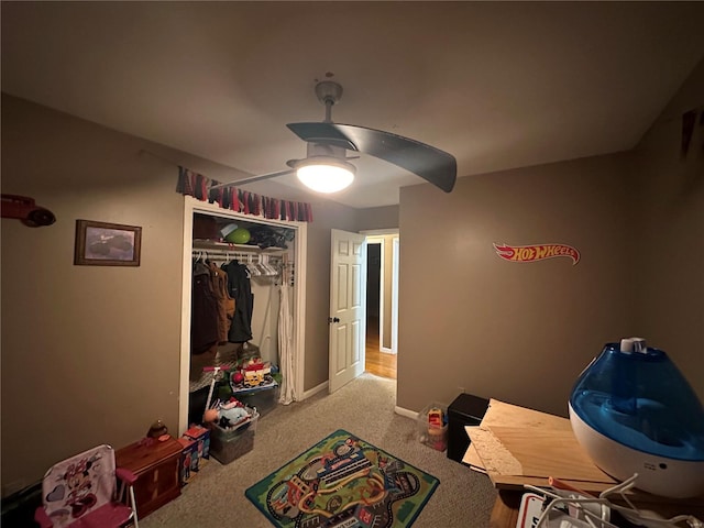 128 Pine St, Ironton, MO 63650 - bedroom featuring carpet floors, a closet, ceiling fan, and baseboards