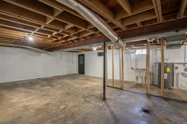 20 W Broadway, Ellsinore, MO 63937 - basement with electric water heater and a sink