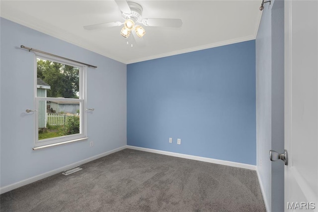 4012 Sunny Brook Dr, Arnold, MO 63010 - empty room with ornamental molding, carpet, and ceiling fan