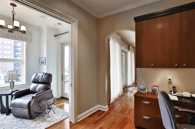 155 Carondelet Plz Unit 600, Saint Louis, MO 63105 - office space featuring arched walkways, light wood-style floors, ornamental molding, and baseboards