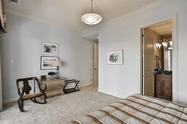 155 Carondelet Plz Unit 600, Saint Louis, MO 63105 - bedroom featuring crown molding, carpet floors, baseboards, and ensuite bathroom