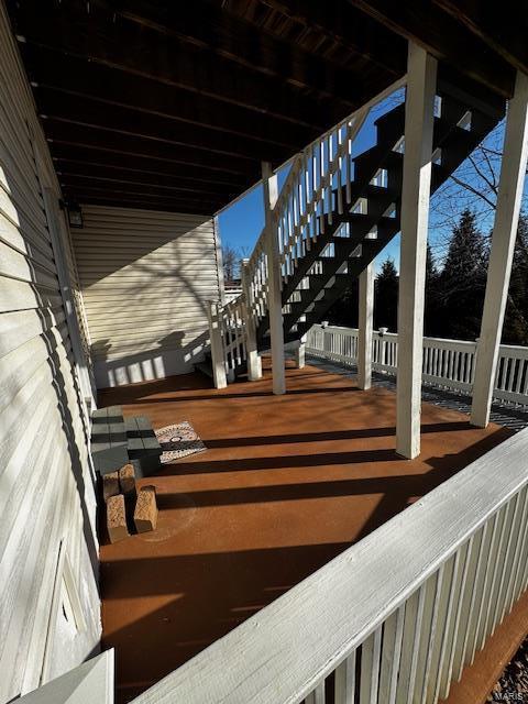 100 Walnut Ct, Saint Robert, MO 65584 - view of patio featuring stairs and a wooden deck