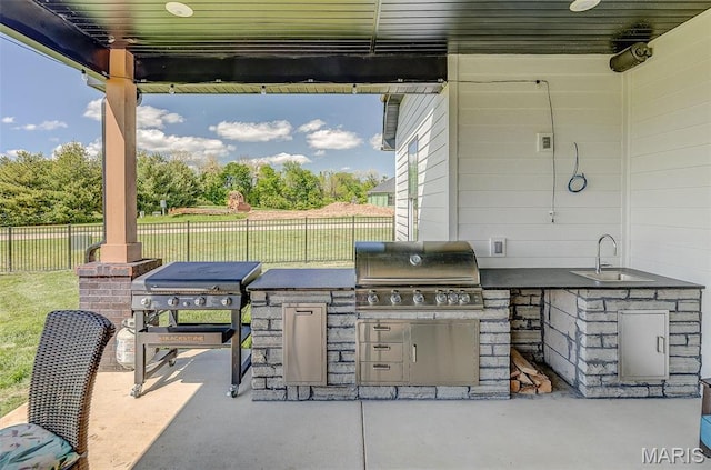 3837 Tanzanite Trl, Edwardsville, IL 62025 - view of patio / terrace with a sink, area for grilling, fence, and grilling area