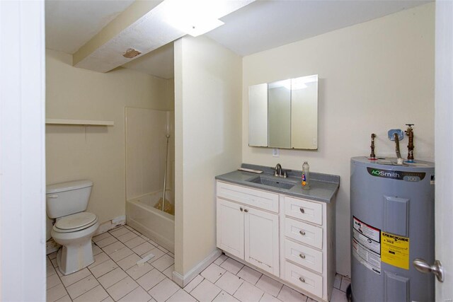 670 S Main St, Saint Clair, MO 63077 - full bath with water heater, toilet, vanity, tile patterned flooring, and bathtub / shower combination