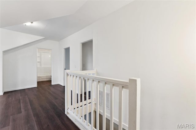 3142 Thelma Ave, Saint Louis, MO 63121 - hallway with wood finished floors, baseboards, and an upstairs landing