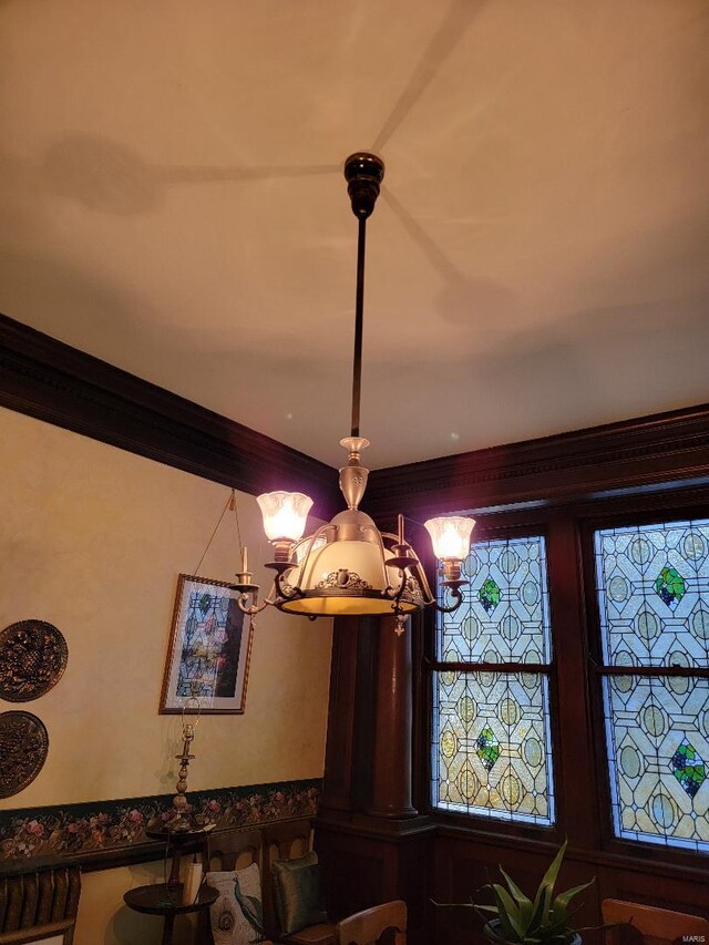 detailed view of a chandelier