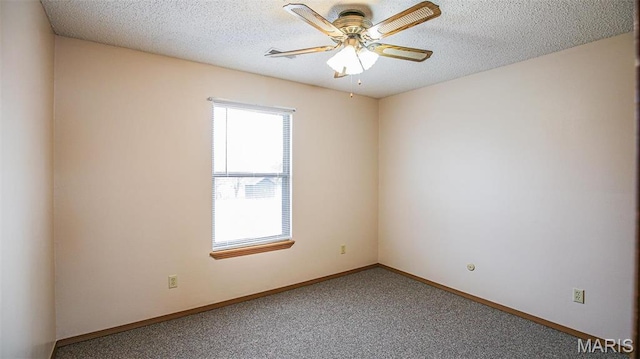 13060 Kimberly Ln, De Soto, MO 63020 - empty room with a ceiling fan, carpet floors, baseboards, and a textured ceiling