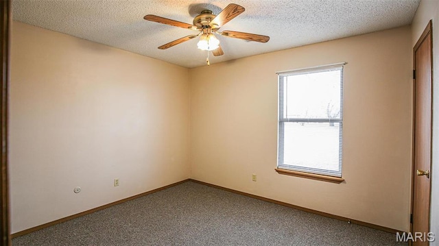 13060 Kimberly Ln, De Soto, MO 63020 - carpeted empty room featuring a ceiling fan, baseboards, and a textured ceiling