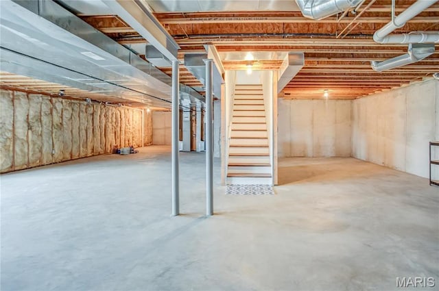 unfinished below grade area with stairs