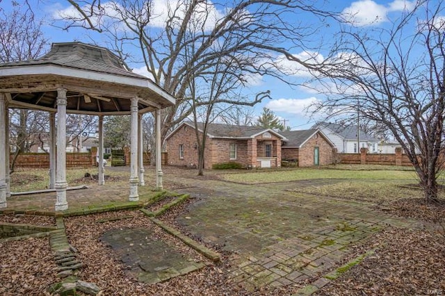 view of yard with a gazebo