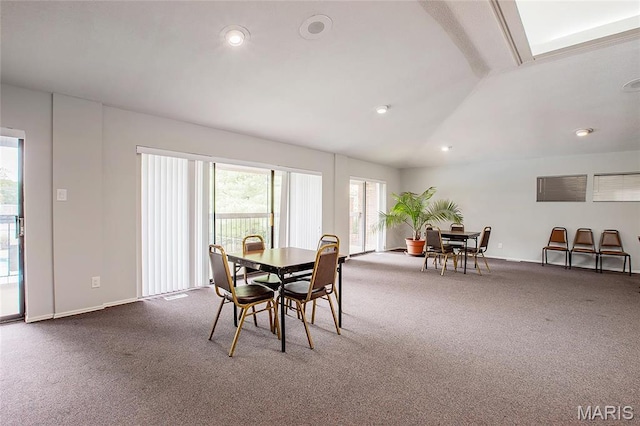 585 Coeur De Royale Dr Unit 206, Creve Coeur, MO 63141 - carpeted dining room with vaulted ceiling and recessed lighting