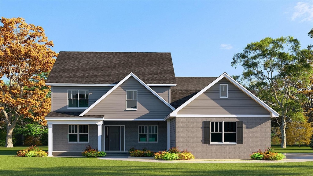 11640 Osanna Ln, Marine, IL 62061 - view of front of house featuring a front yard, brick siding, and a shingled roof