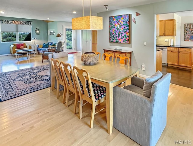 501 4th St W, Hermann, MO 65041 - dining space featuring light wood-style floors, recessed lighting, and baseboards