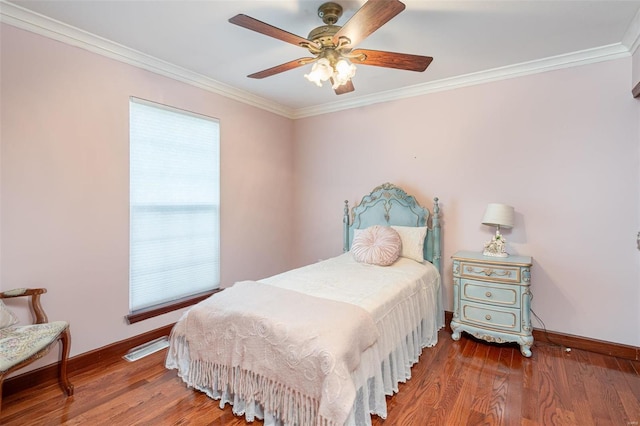 14 Club Ct, Union, MO 63084 - bedroom with ornamental molding, wood finished floors, baseboards, and ceiling fan