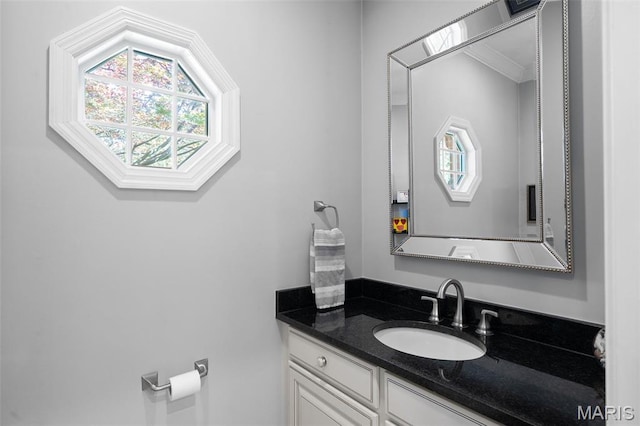 29 Spoede Ln, Creve Coeur, MO 63141 - bathroom with vanity and ornamental molding