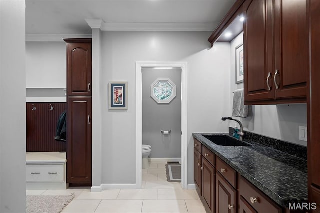 29 Spoede Ln, Creve Coeur, MO 63141 - bathroom featuring ornamental molding, vanity, and tile patterned flooring