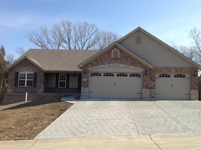 1605 Sugar Creek Dr, Festus, MO 63028 - single story home with a garage, driveway, and brick siding