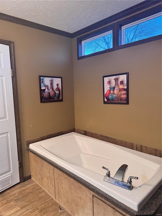 1539 Bcr 628, Puxico, MO 63960 - bathroom with a textured ceiling, a bath, and wood finished floors