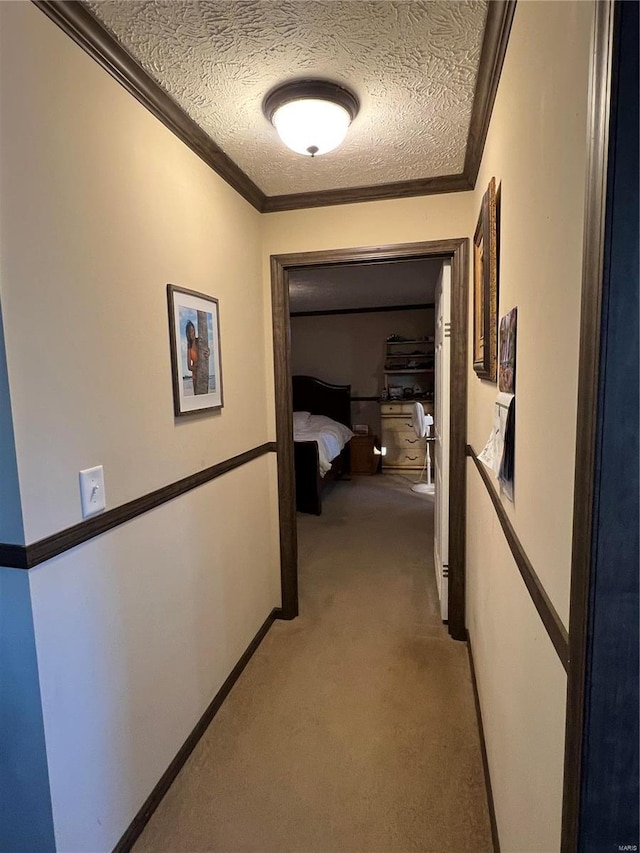 1539 Bcr 628, Puxico, MO 63960 - hall with light carpet, crown molding, and a textured ceiling