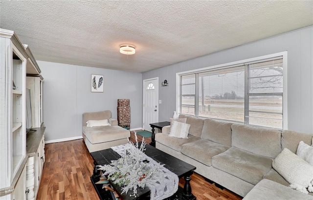 1991 State Highway H, Sikeston, MO 63780 - living area featuring wood finished floors, a textured ceiling, and baseboards