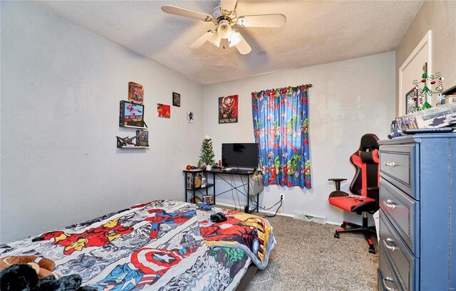 1991 State Highway H, Sikeston, MO 63780 - carpeted bedroom featuring a textured ceiling and ceiling fan