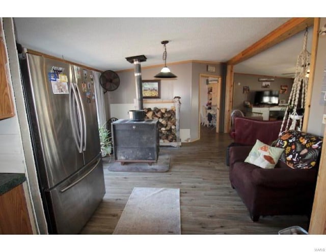 2086 County Road 137, Wasola, MO 65773 - living area featuring wood finished floors and a wood stove