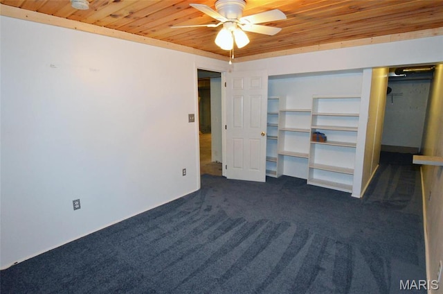 936 Palamino Path, High Ridge, MO 63049 - unfurnished bedroom with wood ceiling, dark colored carpet, and ceiling fan