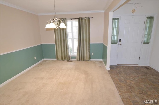 936 Palamino Path, High Ridge, MO 63049 - entryway featuring a chandelier, baseboards, ornamental molding, and stone finish flooring
