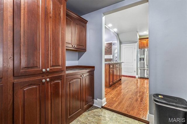 616 W Columbia St, Farmington, MO 63640 - interior space featuring stainless steel fridge with ice dispenser and recessed lighting