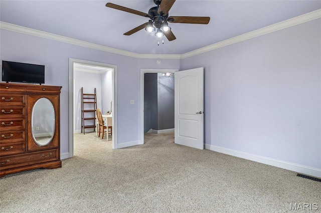 616 W Columbia St, Farmington, MO 63640 - carpeted bedroom featuring ornamental molding and ceiling fan
