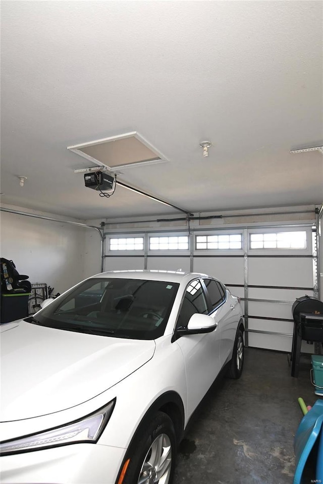 garage with a garage door opener