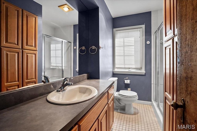 2013 Lily Ave, Saint Louis, MO 63122 - bathroom with a shower stall, vanity, and tile patterned flooring