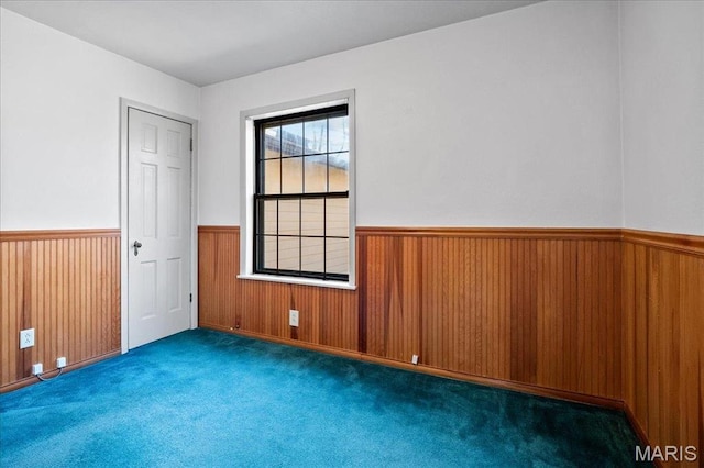 2013 Lily Ave, Saint Louis, MO 63122 - unfurnished bedroom with a wainscoted wall, carpet floors, and wood walls