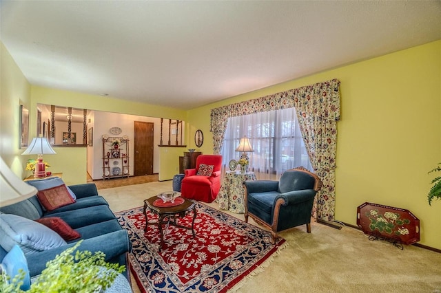 living room featuring carpet flooring